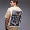 Topman Premium Oversized Fit T-shirt With Front And Back Tapestry Embroidery In Washed Tan For Men -Daily Wardrobe Shop 207286707 1 washedtan