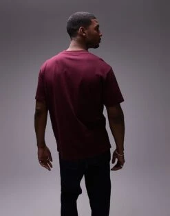 Topman Premium Oversized Fit T-shirt With 90 Floral Print And Embroidery In Burgundy For Men 9 Topman Premium Oversized Fit T-shirt With 90 Floral Print And Embroidery In Burgundy For Men -Daily Wardrobe Shop 207297812 3