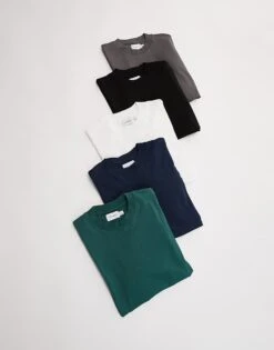 Topman 5 Pack Oversized Fit T-shirt In Black, White, Grey, Navy And Dark Green For Men Multi -Daily Wardrobe Shop 207298527 1 multi 1