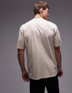 Topman Oversized Fit T-shirt In Stone For Men -Daily Wardrobe Shop 207298535 4