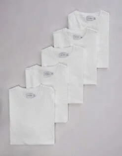 Topman 5 Pack Regular Fit T-shirt In White For Men -Daily Wardrobe Shop 207298543 1 white 1