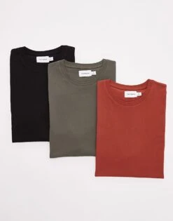 Topman 3 Pack Regular Fit T-shirt In Black, Khaki And Burgundy For Men Multi 11 Topman 3 Pack Regular Fit T-shirt In Black, Khaki And Burgundy For Men Multi -Daily Wardrobe Shop 207298551 1 multi 1