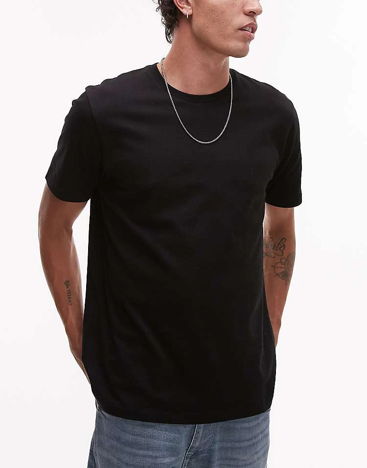 Topman 3 Pack Regular Fit T-shirt In Black, Khaki And Burgundy For Men Multi 4 Topman 3 Pack Regular Fit T-shirt In Black, Khaki And Burgundy For Men Multi - Image 2