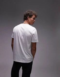 Topman 3 Pack Regular Fit T-shirt In White For Men -Daily Wardrobe Shop 207298575 4