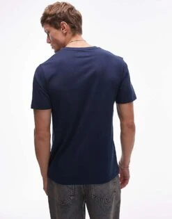 Topman Regular Fit T-shirt In Navy For Men -Daily Wardrobe Shop 207298583 3