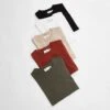 Topman 5 Pack Regular Fit T-shirt In Black, White, Stone, Khaki And Burgundy For Men Multi
