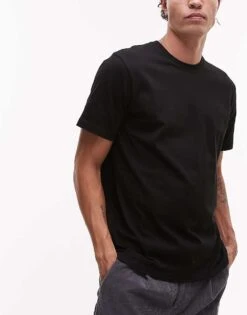 Topman 3 Pack Regular Fit T-shirt In Black, Stone And Light Blue For Men Multi -Daily Wardrobe Shop 207298615 4