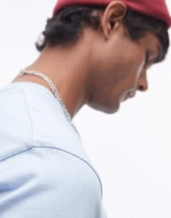 Topman Regular Fit T-shirt In Blue For Men Light Blue -Daily Wardrobe Shop 207298647 2