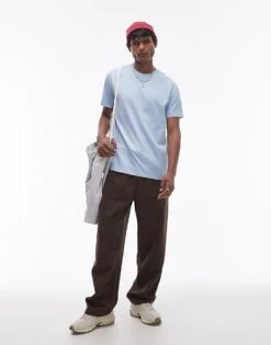 Topman Regular Fit T-shirt In Blue For Men Light Blue -Daily Wardrobe Shop 207298647 4