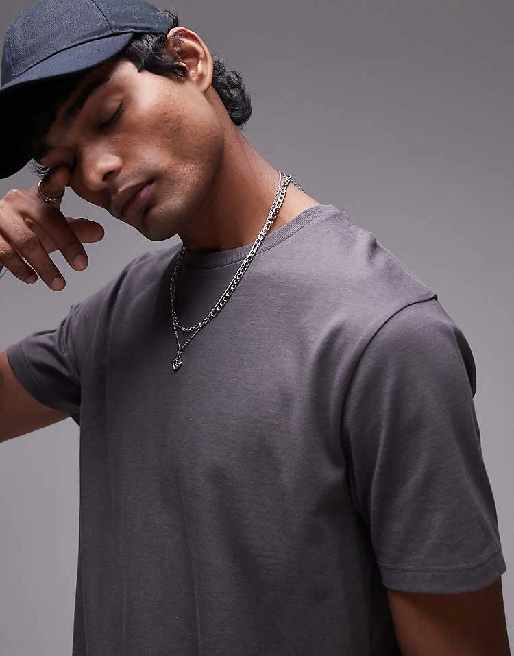 Topman Regular Fit T-shirt In Charcoal For Men Grey 7 Topman Regular Fit T-shirt In Charcoal For Men Grey - Image 5