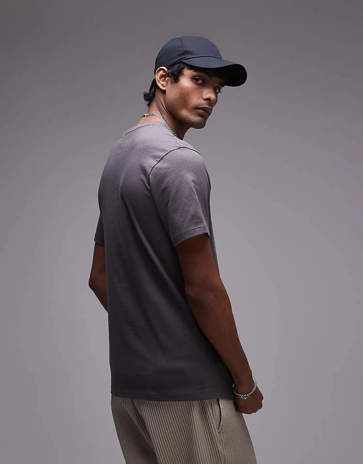 Topman Regular Fit T-shirt In Charcoal For Men Grey 5 Topman Regular Fit T-shirt In Charcoal For Men Grey - Image 3
