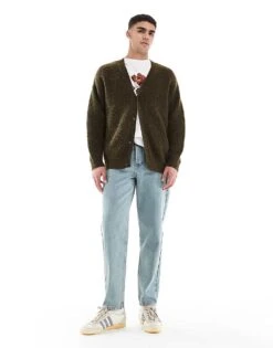 Topman Taper Jeans In Light Wash Green Tint For Men Light Blue