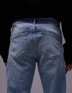Topman Stretch Skinny Jeans In Light Wash Blue For Men Light Blue -Daily Wardrobe Shop 207375854 4