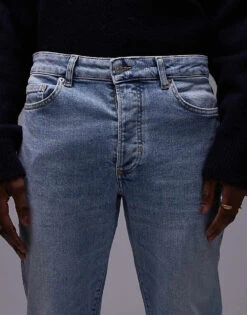 Topman Stretch Skinny Jeans In Light Wash Blue For Men Light Blue -Daily Wardrobe Shop 207375854 5