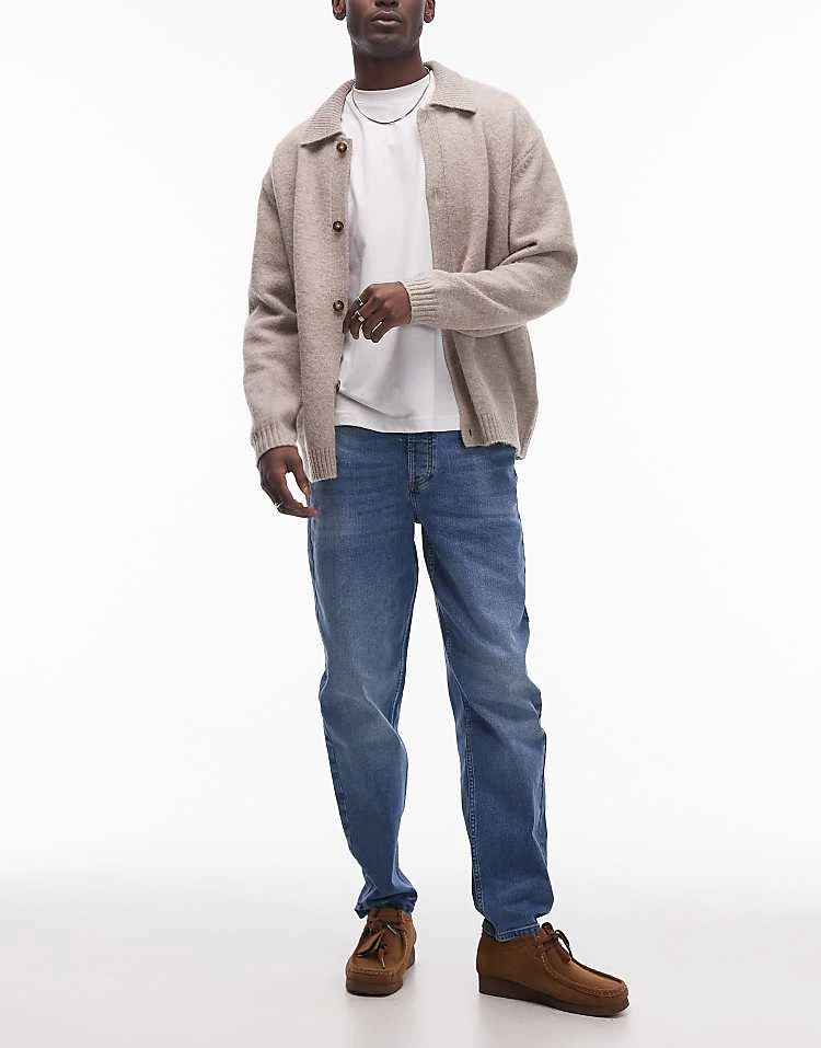 Topman Stretch Taper Jeans In Mid Wash Blue For Men 8 Topman Stretch Taper Jeans In Mid Wash Blue For Men - Image 6