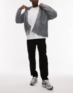 Topman Stretch Taper Jeans In Black For Men