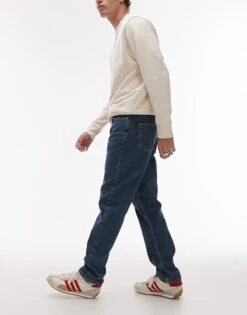 Topman Stretch Slim Jeans In Mid Wash Blue For Men -Daily Wardrobe Shop 207375886 3