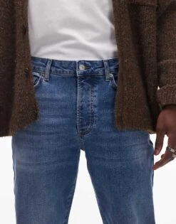 Topman Stretch Skinny Jeans In Mid Wash Blue For Men -Daily Wardrobe Shop 207375902 5