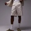 Topman Washed Cotton Short In Neutral For Men Stone -Daily Wardrobe Shop 207394635 1 stone