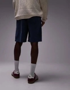 Topman Washed Cotton Short In Blue For Men Mid Blue -Daily Wardrobe Shop 207394642 3