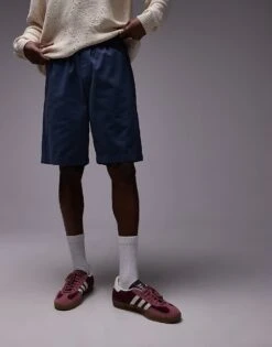 Topman Washed Cotton Short In Blue For Men Mid Blue -Daily Wardrobe Shop 207394642 5