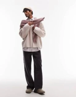 Topman Soft Brushed Cardigan In Ecru For Men -Daily Wardrobe Shop 207398777 4