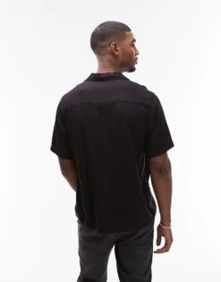 Topman Short Sleeve Shirt In Black For Men -Daily Wardrobe Shop 207399142 3