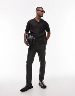 Topman Short Sleeve Shirt In Black For Men -Daily Wardrobe Shop 207399142 4