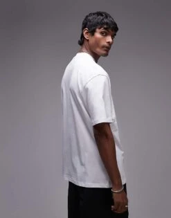 Topman Oversized Fit T-shirt With Mirror Mirror Embroidery In White For Men 9 Topman Oversized Fit T-shirt With Mirror Mirror Embroidery In White For Men -Daily Wardrobe Shop 207401994 3