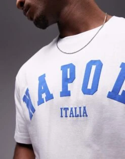 Topman Oversized Fit T-shirt With Napoli Print In White For Men -Daily Wardrobe Shop 207402002 3