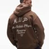 Topman Oversized Fit Hoodie With Front And Back MVP Embroidery In Brown For Men 1 Topman Oversized Fit Hoodie With Front And Back MVP Embroidery In Brown For Men -Daily Wardrobe Shop 207424955 1 brown