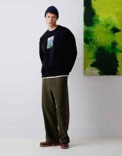 Topman X Alice Hartley Oversized Fit Sweatshirt With Front And Back Floral Patch Embroidery In Black For Men -Daily Wardrobe Shop 207433911 4