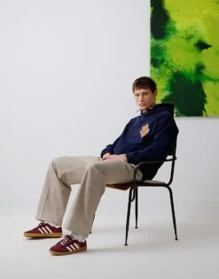 Topman X Alice Hartley Oversized Fit Hoodie With Front And Back Floral Embroidery In Navy For Men -Daily Wardrobe Shop 207433946 4