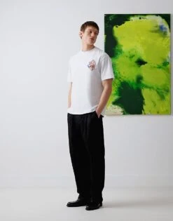 Topman X Alice Hartley Premium Heavyweight Oversized Fit T-shirt With Front And Back Floral Embroidery In White For Men -Daily Wardrobe Shop 207433959 3