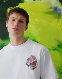 Topman X Alice Hartley Premium Heavyweight Oversized Fit T-shirt With Front And Back Floral Embroidery In White For Men -Daily Wardrobe Shop 207433959 4