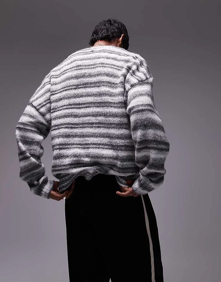 Topman Oversized Cardigan In Abstract Pattern In Grey For Men 4 Topman Oversized Cardigan In Abstract Pattern In Grey For Men - Image 2