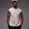 Topman Relaxed Fit Vest In Stone For Men -Daily Wardrobe Shop 207449587 1 stone