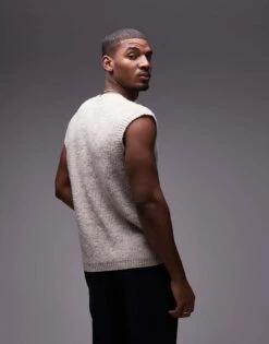 Topman Relaxed Fit Vest In Stone For Men 9 Topman Relaxed Fit Vest In Stone For Men -Daily Wardrobe Shop 207449587 3