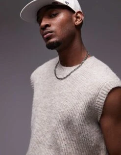 Topman Relaxed Fit Vest In Stone For Men 10 Topman Relaxed Fit Vest In Stone For Men -Daily Wardrobe Shop 207449587 4