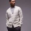 Topman Oversized Cardigan In Sage & Cream Abstract Pattern For Men Stone -Daily Wardrobe Shop 207449619 1 stone