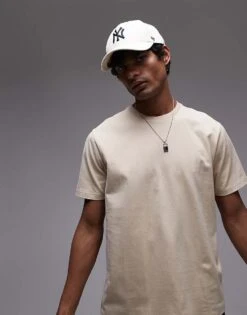 Topman Regular Fit T-shirt In Stone For Men -Daily Wardrobe Shop 207461982 1 stone 1