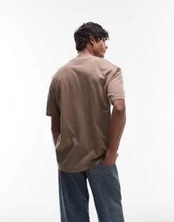Topman Oversized Fit T-shirt In Brown For Men -Daily Wardrobe Shop 207461998 4