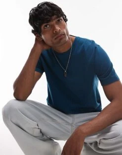 Topman Regular Fit T-shirt In Teal For Men -Daily Wardrobe Shop 207462014 1 teal 1