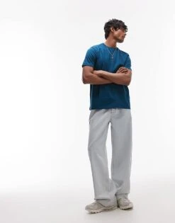 Topman Regular Fit T-shirt In Teal For Men -Daily Wardrobe Shop 207462014 3