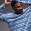 Topman Relaxed Fit Brushed Jumper In Blue And White Stripe For Men Blue / White Stripe -Daily Wardrobe Shop 207463010 1 bluewhitestripe