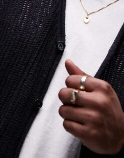 Topman Knitted Crochet Cardigan In Black For Men -Daily Wardrobe Shop 207466534 4