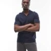 Topman Short Sleeve Knitted Open Revere Shirt In Navy For Men -Daily Wardrobe Shop 207466638 1 navy