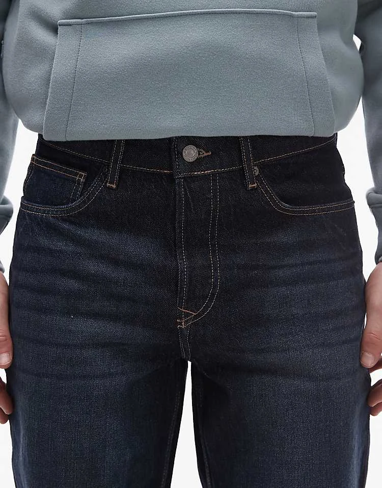 Topman Taper Jeans In Dark Wash Blue For Men 7 Topman Taper Jeans In Dark Wash Blue For Men - Image 5