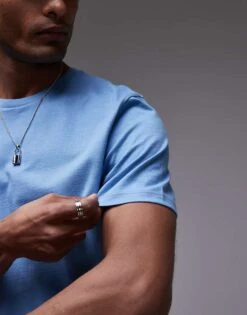 Topman Regular Fit T-shirt In Blue For Men -Daily Wardrobe Shop 207472533 3