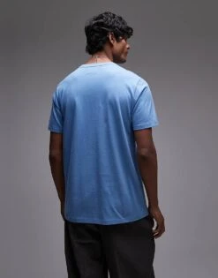Topman Regular Fit T-shirt In Blue For Men -Daily Wardrobe Shop 207472533 4